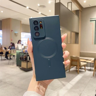 SAMSUNG สําหรับsamsung Galaxy Note 20 Ultra Note 10 Plus S24 S23 S22 S21 Ultra Plus FEแม่เหล็กUltra-บางMatteป้องกันลายนิ้วมือพร้อมเลนส์ป้องกันฝุ่นตาข่ายเคสโทรศัพท์
