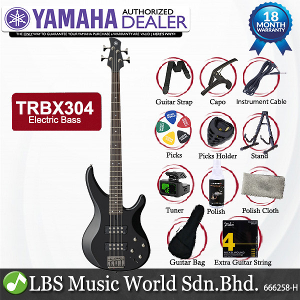 Yamaha TRBX304 4 String HH Pickup Mahogany Electric Bass Guitar - สีดํา (TRBX 304)