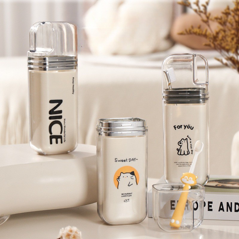กล่องเก็บแปรงสีฟันแบบพกพา Travel Cup ที่วางแปรงสีฟันสําหรับการเดินทางเพื่อธุรกิจ Home Camping