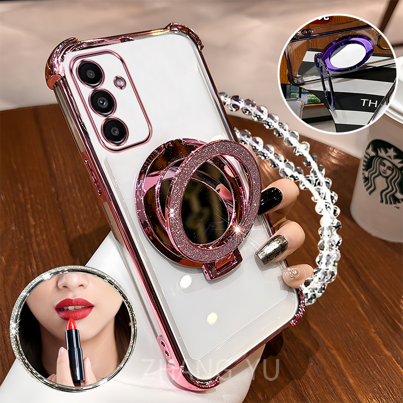 SAMSUNG สําหรับsamsung A14 4G 5G A24 4G A25 A34 5G A54 5Gเคสโทรศัพท์กระจกแต่งหน้าผู้ถือ2025 ใหม่กันกระแทกSoftcaseฝาครอบ