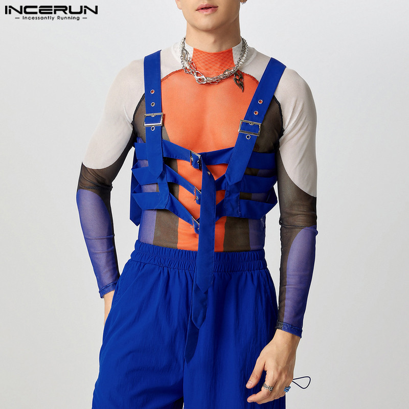 Incerun ผู้ชายวินเทจแฟชั่น Deconstructed หัวเข็มขัด Tab ออกแบบเสื้อกั๊ก