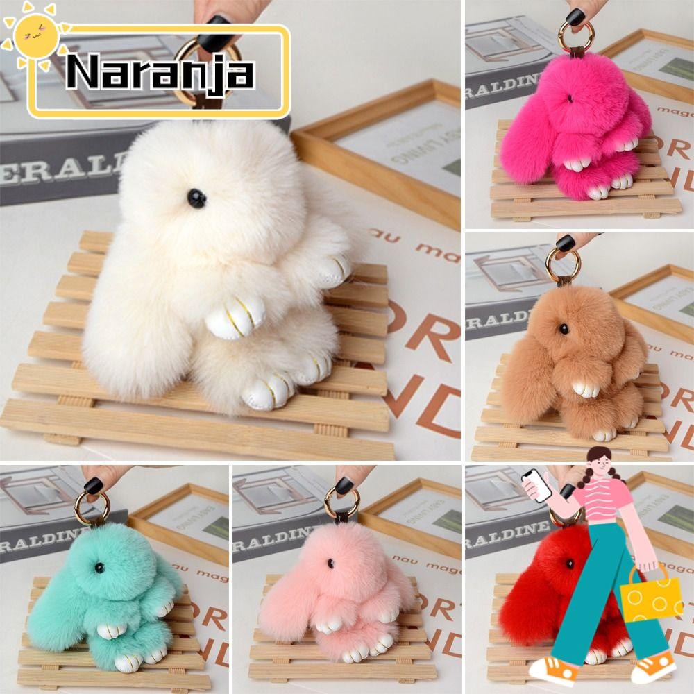 Naranja พวงกุญแจกระต่าย, พวงกุญแจกระต่าย Tranket Pompon, ขนกระต่ายเทียมนุ่มปุยปอมเครื่องประดับของขวัญ