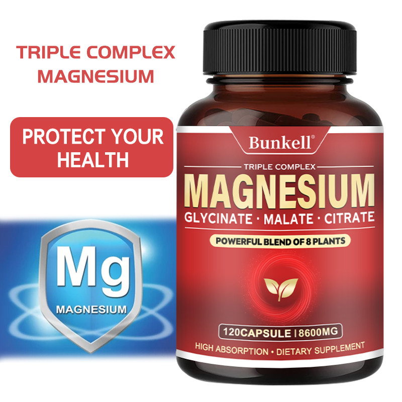 Magnesium Triple Complex - 600 มก. ของ Magnesium Glycinate, Magnesium Malate และ Magnesium Citrate - รองรับใจเย็น อารมณ์และสุขภาพกล้ามเนื้อ