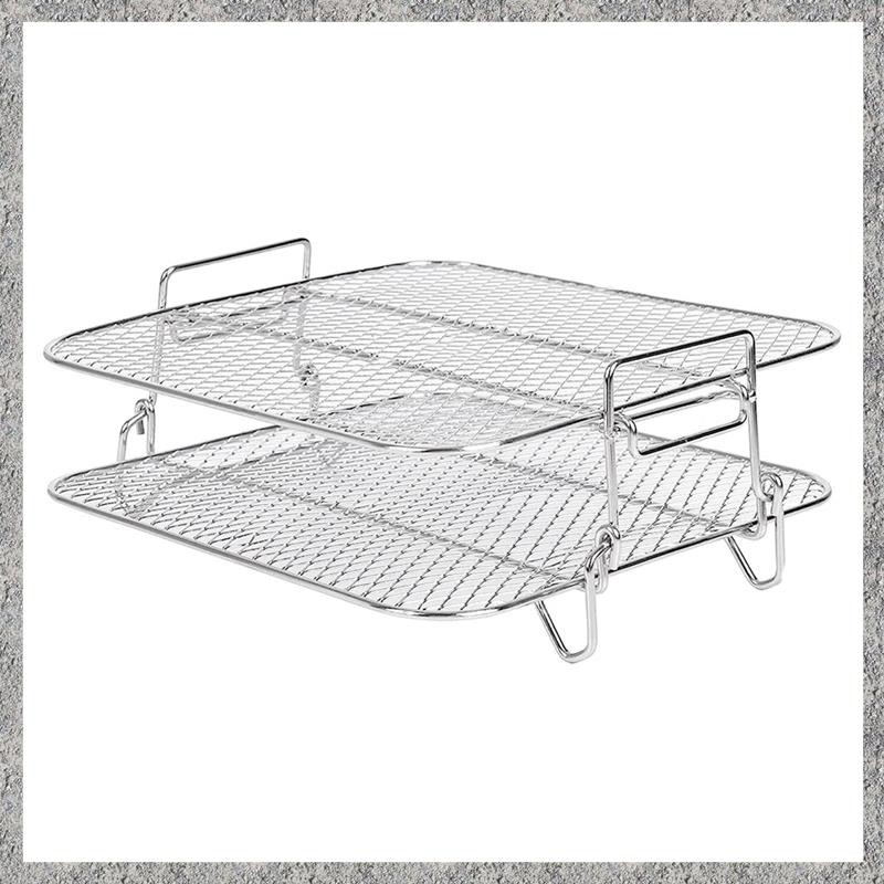 (LMFJ) Air Fryer Rack สําหรับ 5.5L Air Fryer, 2 ชั้น Air Fryer Grill/ชั้นวาง/Dehydrator Rack Square 