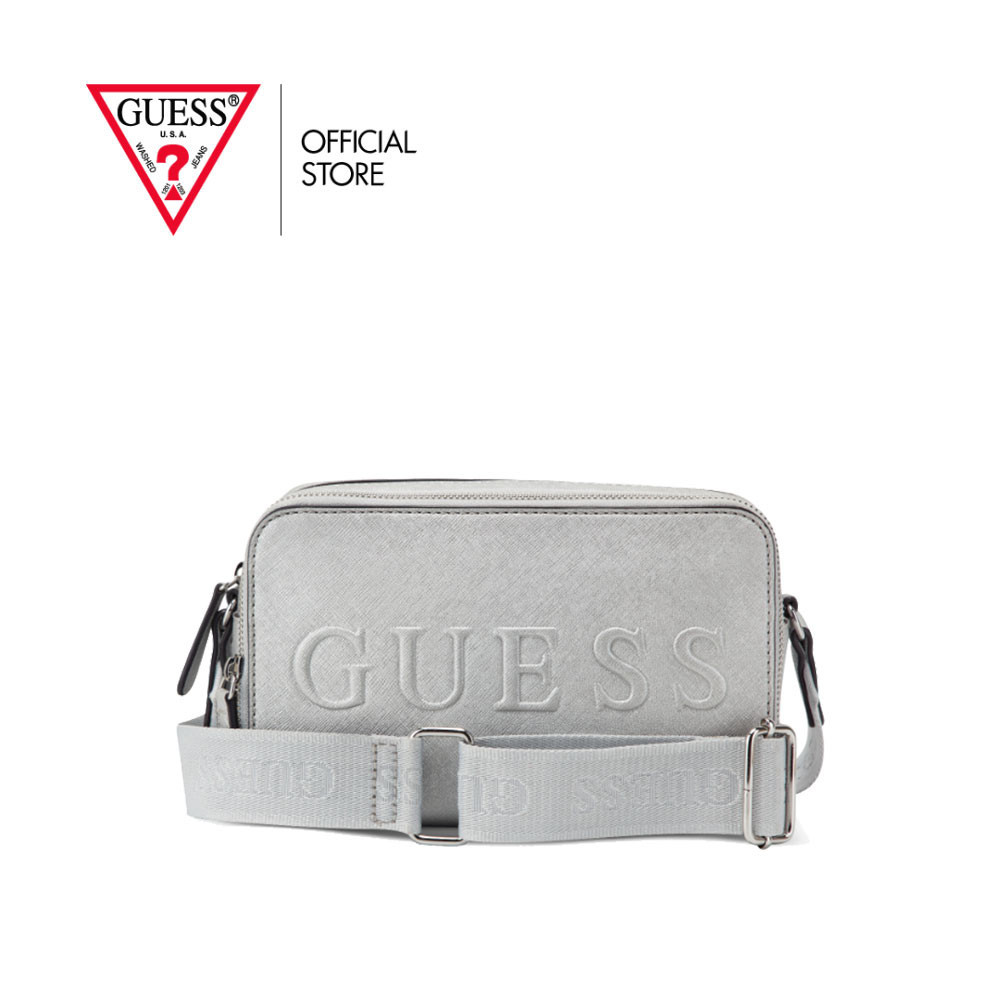 GUESS กระเป๋า รุ่น SF941071 HADDINGTON MINI DBL ZIP CRSBDY สีเงิน