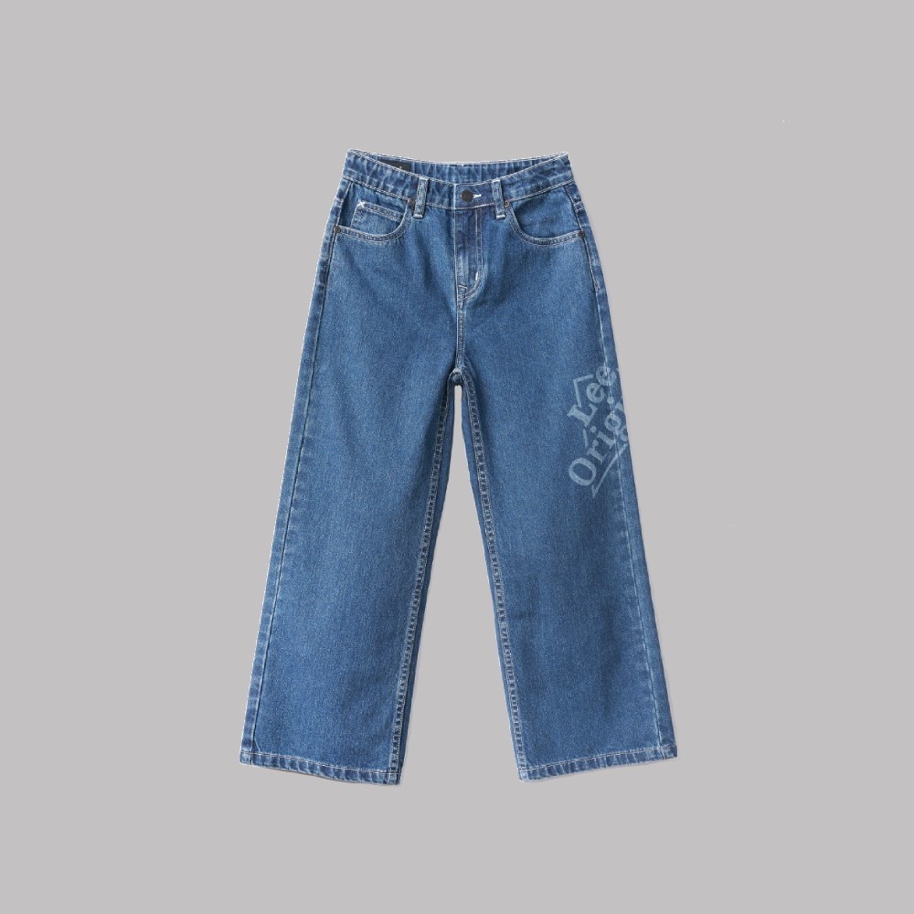 LEE KIDS กางเกงยีนส์เด็กผู้หญิง เอวสูง ทรงกระบอก Wide Leg รุ่น LK S424GSEAN43 สียีนส์กลาง