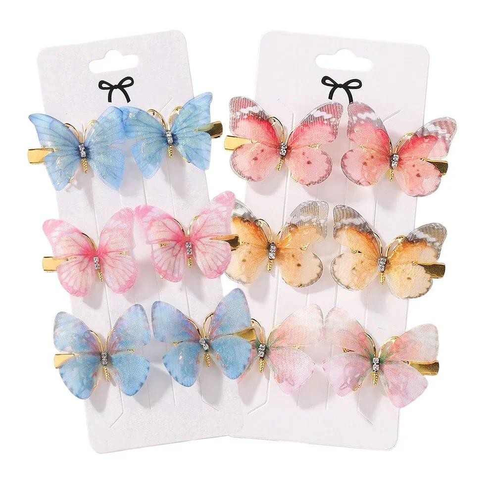 6/10 ชิ้นที่มีสีสันผีเสื้อ Hairpins สาวคลิปผม Barrettes ผู้หญิงหวานผมเครื่องประดับ Rainbow Headwear แฟชั่นอุปกรณ์เสริมผม