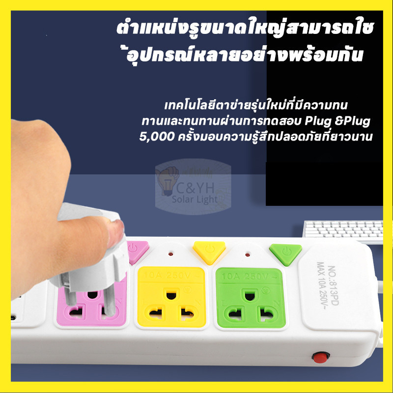 ปลั๊กไฟ3ตา USB วัสดุทนไฟ ทนความร้อนได้ ปลั๊กพ่วง มอก. พลาสติกอย่างดี 3ขาคุณภาพสูง รับประกันคุณภาพสินค้า - รูปที่ 4