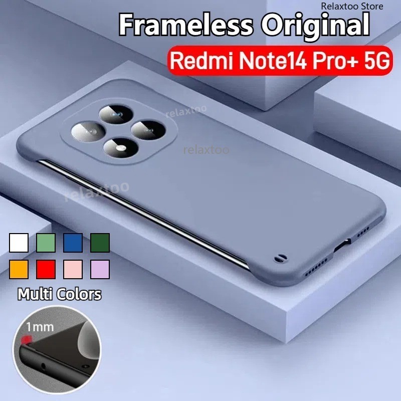 ปลอกสําหรับ Xiaomi Redmi Note14 หมายเหตุ 14 Pro Plus + Pro + 14Pro + Note14Pro + 5G Frameless Ultra Thin ไม่มีกรอบสี่มุมเพิ่มเคสโทรศัพท์ Hard PC กันกระแทกป้องกันปลอกฝาครอบ