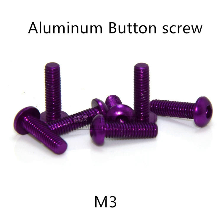 20pcs M3*5/6/8/10/12/14/16mm Anodized Purple color Aluminum Hex socket button head cap screw for RC 