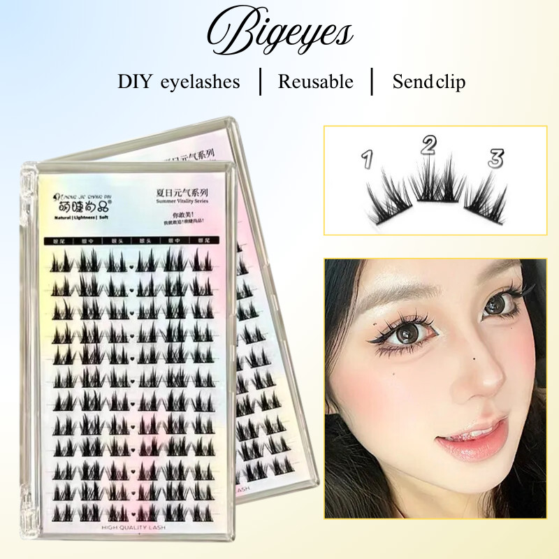 Mengjieshangpin ความจุขนาดใหญ่ Double-tip K8 ข้าวสาลีหูขนตาขนตาปลอม 12 แถวตุ๊กตาบาร์บี้ DIY ขนตา