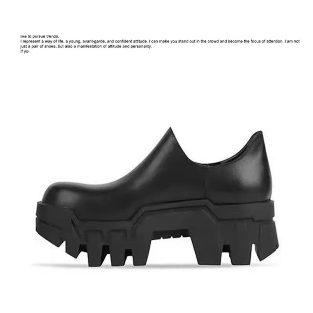 Paris Gear ของแท้หนัง Big Toe Derby รองเท้าผู้ชาย All-Match Commuter Slip-On รองเท้าไม่มีส้นความสูงแพลตฟอร์มหนา Soled รองเท้าหนัง vt1219