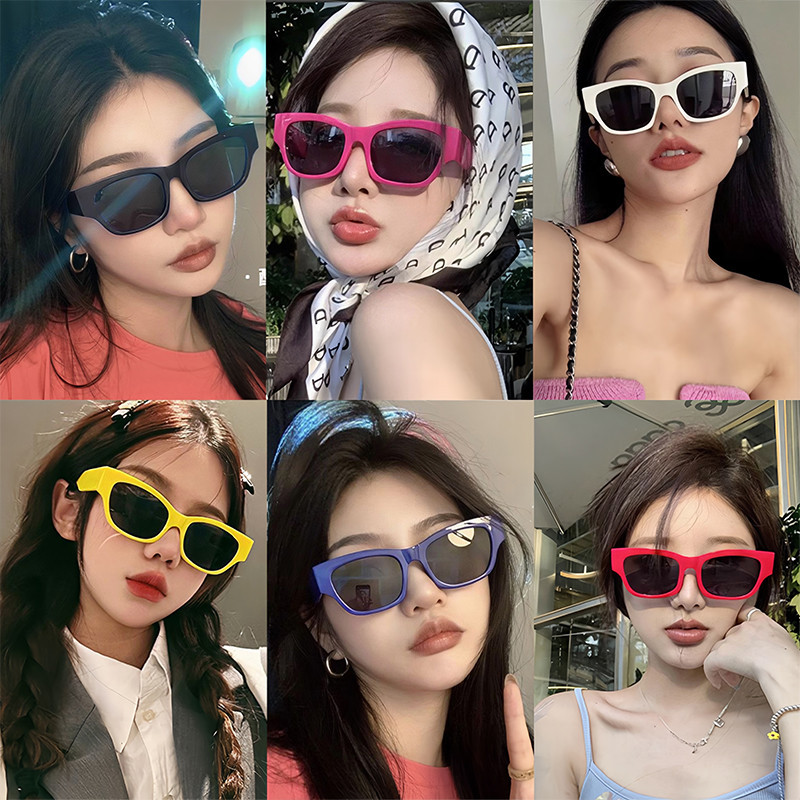 😎แว่นตากันแดด😎ตาแมว ป้องกันรังสียูวี 400 กรอบสี่เหลี่ยมผืนผ้า แฟชั่นสําหรับผู้หญิง beach