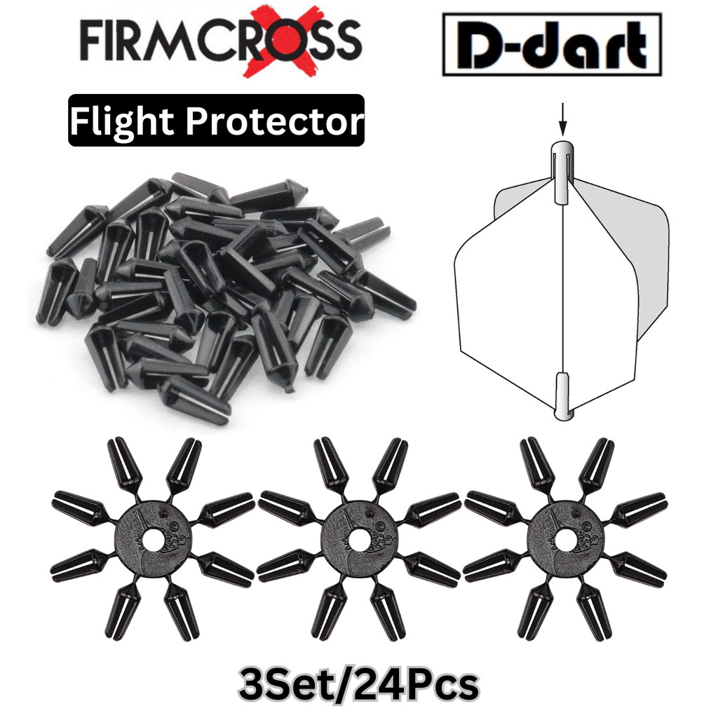 FIRMCROSS FLIGHT PROTECTOR - [3 ชุด/24 ชิ้น] วัสดุพลาสติกสีดํา Dart Flights Protector