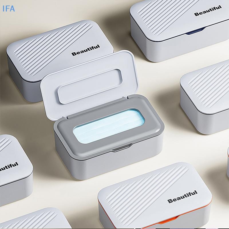 IFA กล่องทิชชู่เปียก Desktop Seal Baby Wipes กล่องเก็บกระดาษพลาสติกในครัวเรือนฝุ่นพร้อมฝาปิดกล่องกระดาษทิชชูสําหรับตกแต่งบ้านสํานักงานดี
