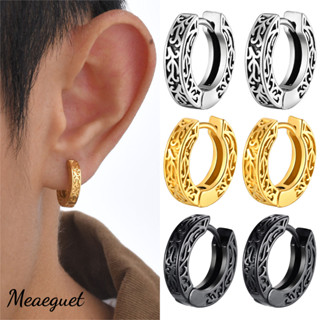 Meaeguet ต่างหูสแตนเลสผู้ชายสไตล์ฮิปฮอปเฮฟวีเมทัลลายโปร่ง สี…