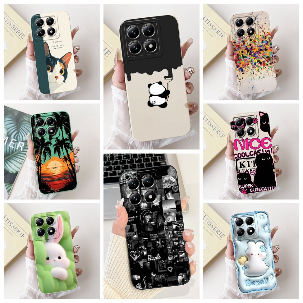 สําหรับ Xiaomi 14T กรณีความงามแมวน่ารักแฟชั่นตลกซิลิโคนกันกระแทกเคสโทรศัพท์สําหรับ Xiaomi 14T ปกหลัง