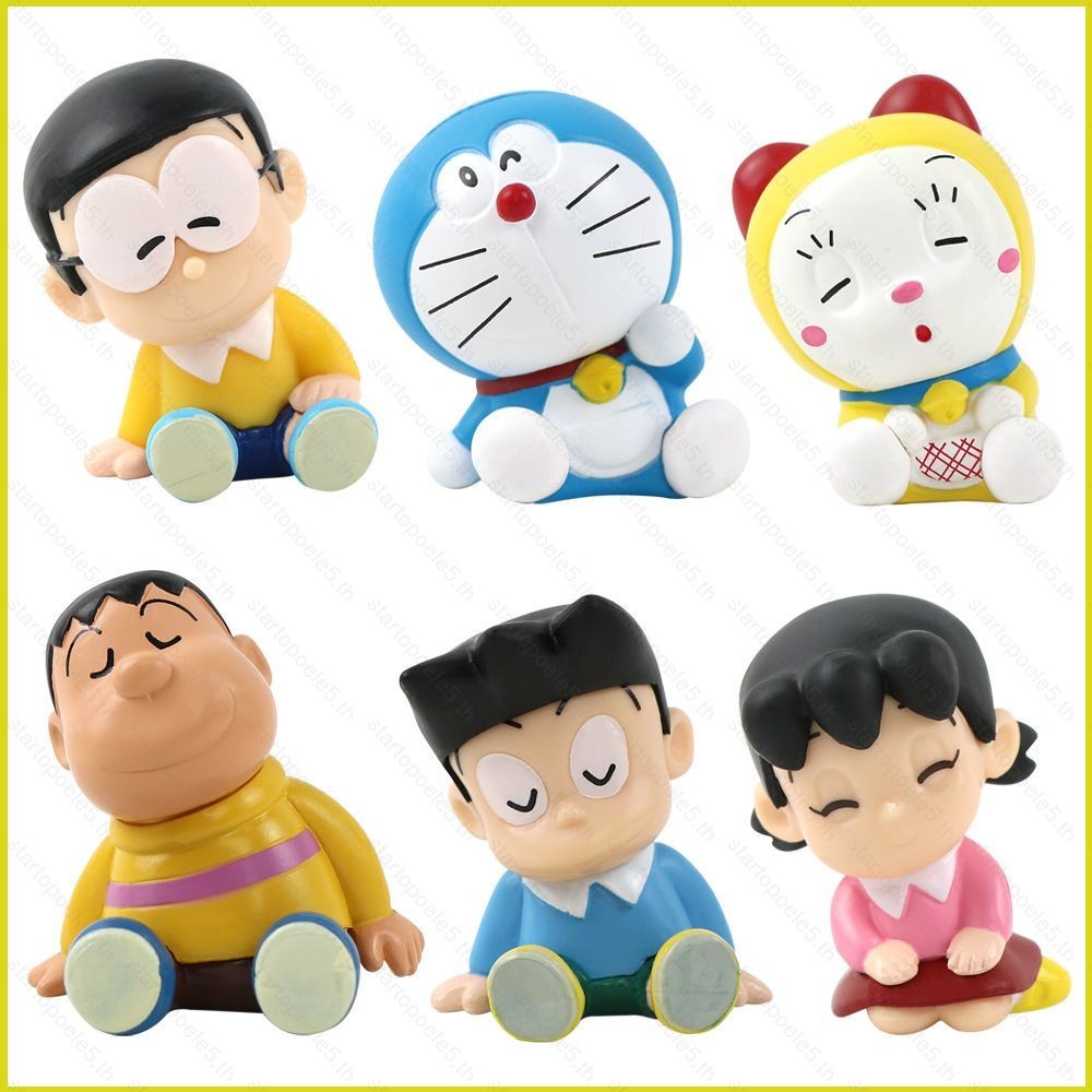 Sta5 6pcs Doraemon Action Figure Noramyaako Big G Nobita Nobi Shizuka Minamoto Honekawa Suneo ตุ๊กตาตกแต่งรถ