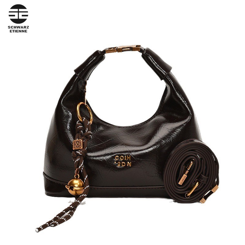 Schwarz ENTEN Womens One Shoulder Crossbody Bag Fashion Retro Versatile Handheld Dumpling Bag
