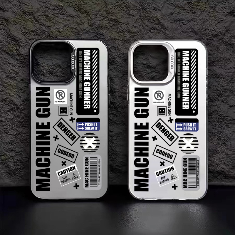 ซิลิโคนุ่มเคส สีเงินเคสโทรศัพท์มือถือ For iPhone11 12 13 14 15 16 Pro Max XR X XS 7 8Plus SE แบบอักษรและลวดลาย