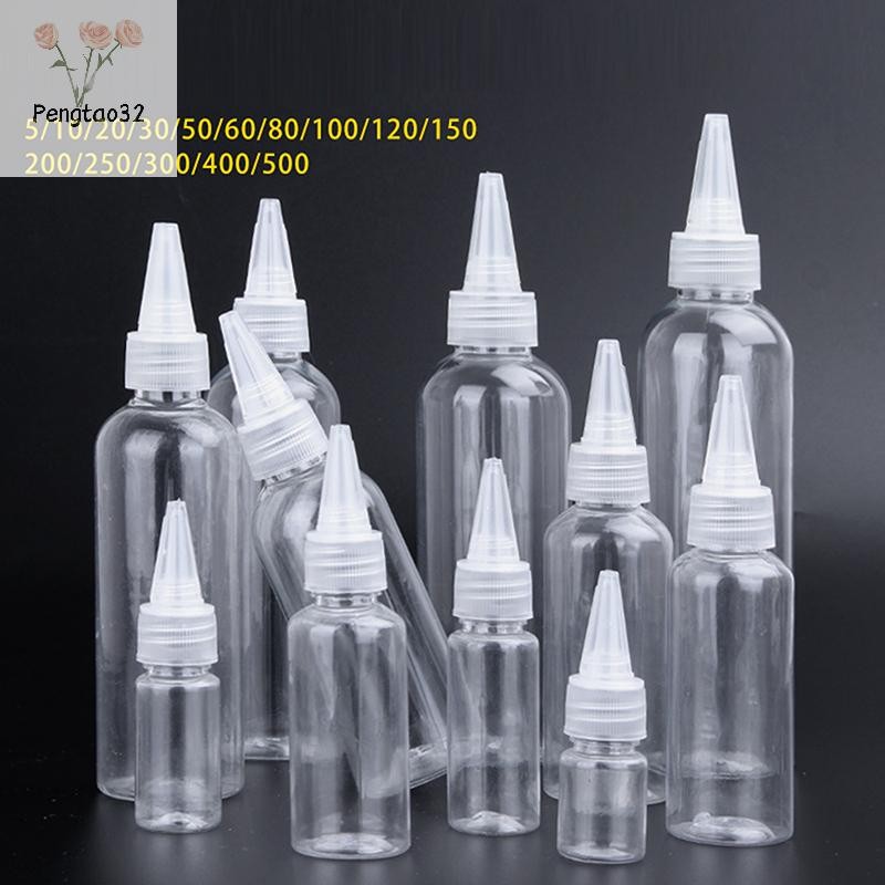 [Nto] 10-200ml พลาสติกบีบขวดหยดพร้อมสกรูหมวกโปร่งใสตาของเหลวหมึกน้ํามันขวดหยดสีคอนเทนเนอร์ [TH]