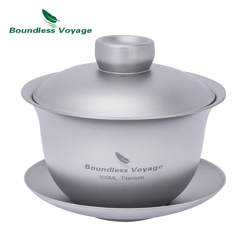 Boundless Voyage Titanium Double-Walled Teacup Kung Fu Gaiwan Anti-Scalding ชุดชา Ultralight Tablewa
