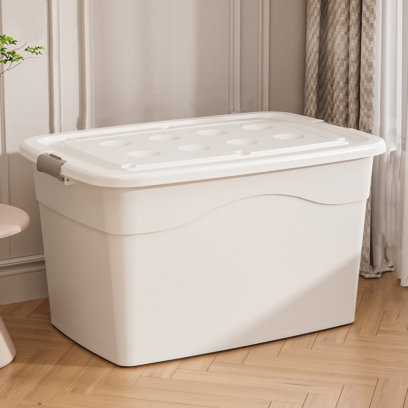 กล่องเก็บของ กล่อง 100 ลิตร กล่องพลาสติก ใส่เสื้อผ้าสีขาว กล่องใส่ของ - รูปที่ 7