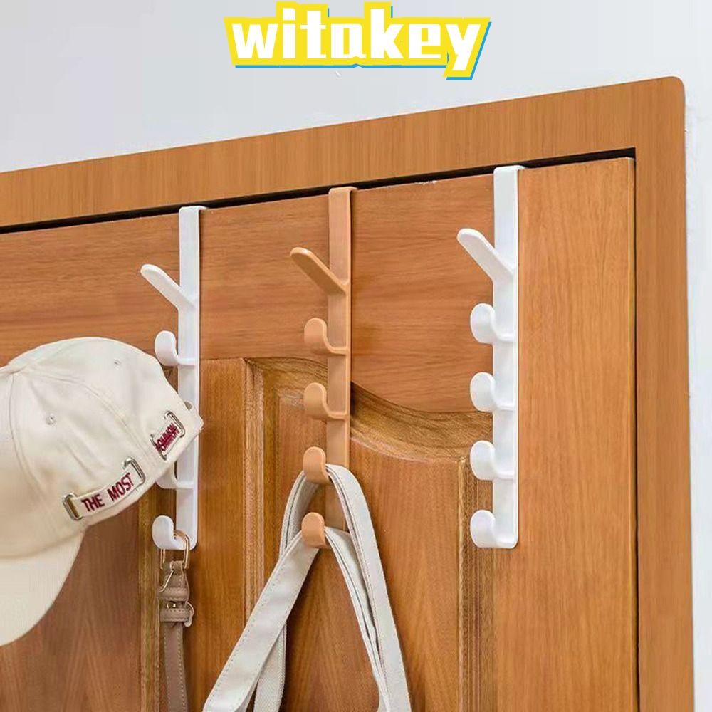 WITAKEY ตะขอแขวนประตู, ตะขอแขวนเสื้อติดผนังไร้ร่องรอย, ราวแขวน 5 ตะขอสําหรับเสื้อผ้ากระเป๋าหมวกกระเป๋า