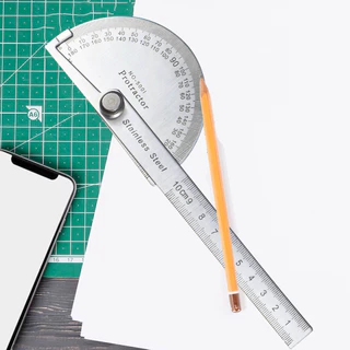 ไม้โปรแทรกเตอร์ ครึ่งวงกลม สเตนเลส ขนาด 10cm 180องศา เครื่องมืองานไม้ สำหรับงานไม้/โลหะ เครื่องชั่งแม่นยำ Measuring tool