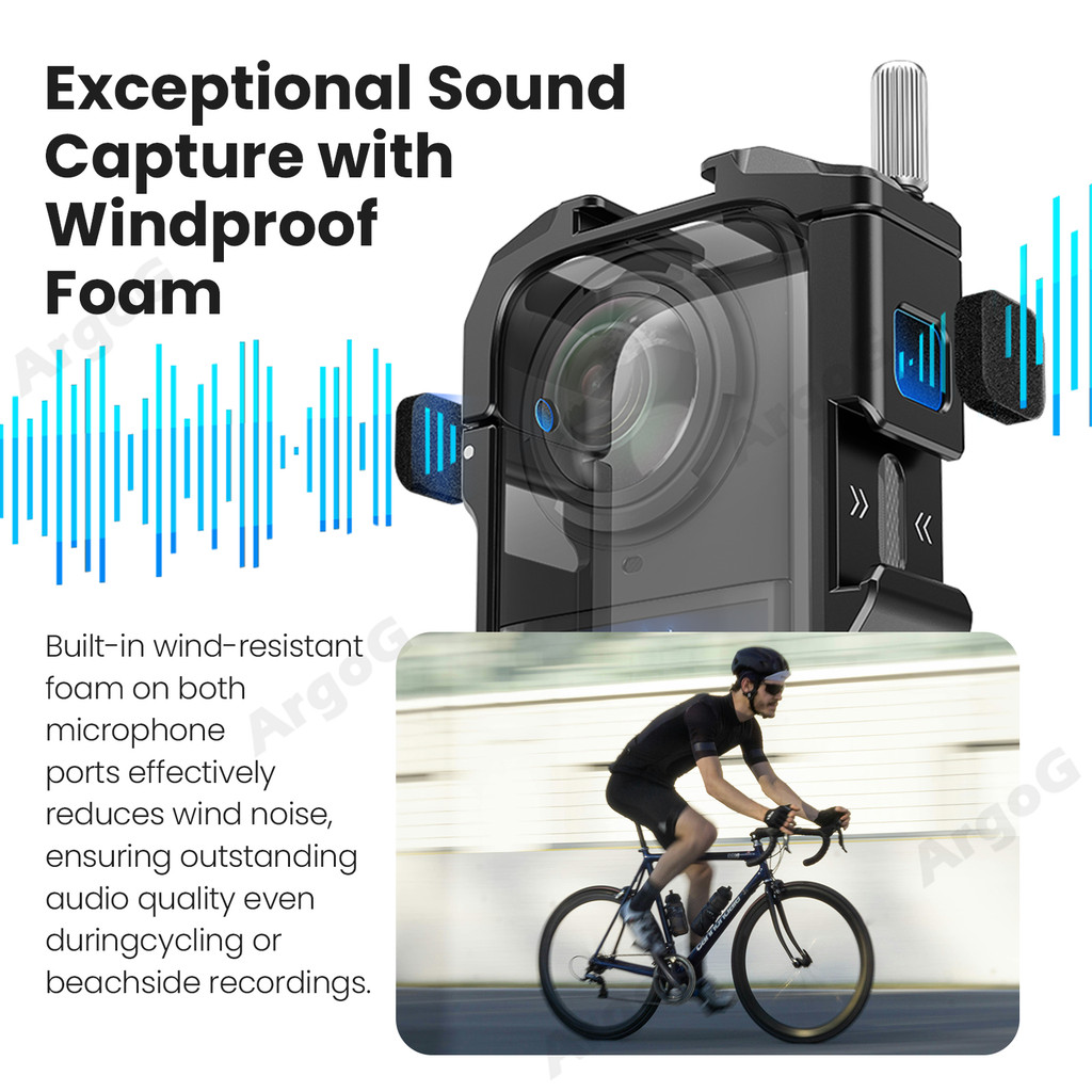 aMagisn กรอบโลหะ สำหรับ Insta360 X5 เคสอลูมิเนียมอัลลอย ป้องกันกล้อง พร้อม Cold Shoe และระบบถอดเร็ว อุปกรณ์เสริม Insta360 X5 - รูปที่ 2