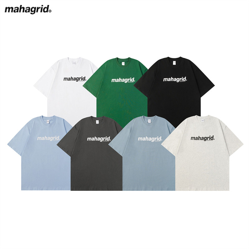 Street Wear MGD แขนสั้น mahagrid Letter พิมพ์รอบคอหลวม 2024 ผู้ชายผู้หญิงสไตล์เดียวกันเสื้อยืดแขนสั้