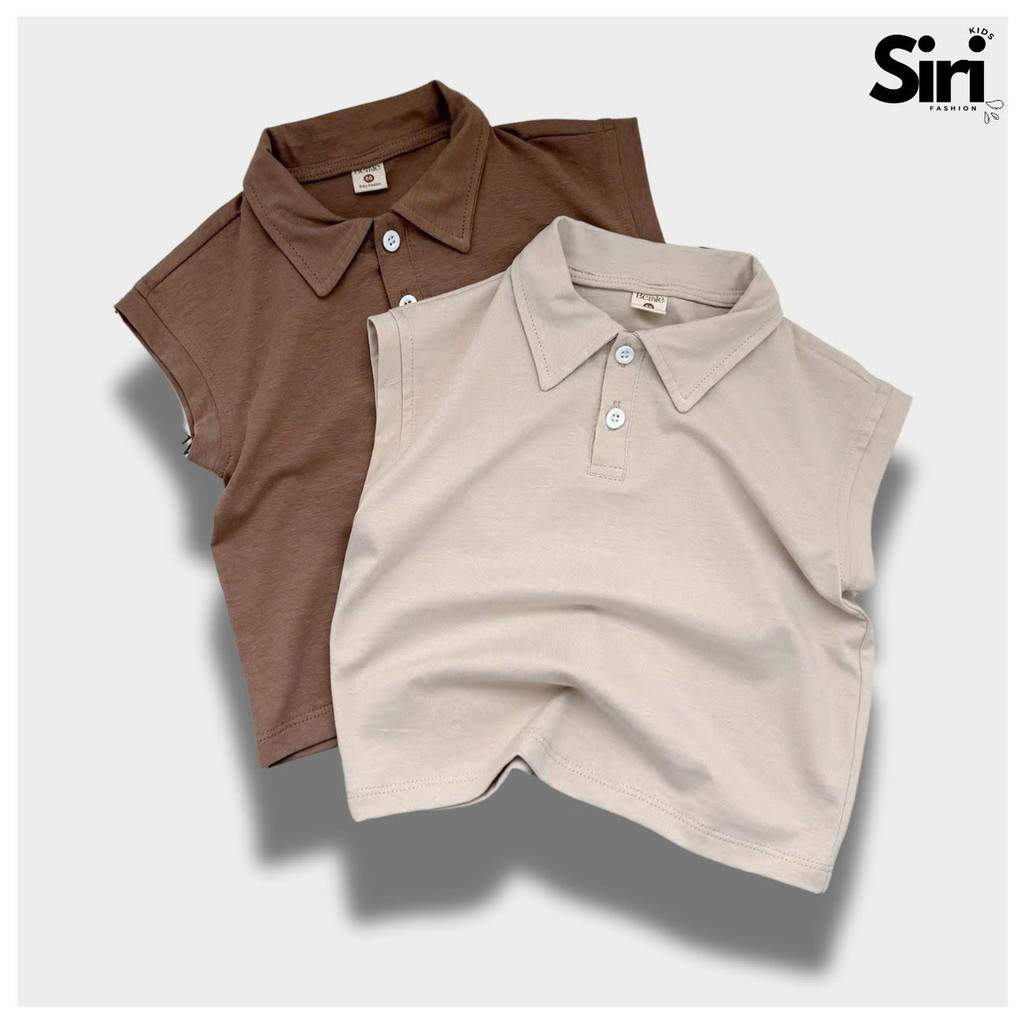 เสื้อโปโลเสื้อกล้ามสีเบจสีน้ําตาลสไตล์เกาหลีสําหรับเด็ก 9 ถึง 25kg SIRI KIDS H0225A17