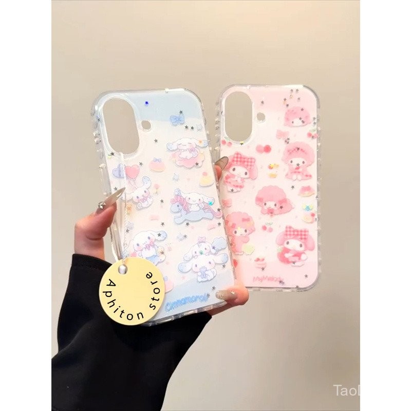 เคสโทรศัพท์ที่เข้ากันได้กับ iPhone 11 12 13 14 15 16 Pro Max Plus Cinnamoroll My Melody เคสนุ่มปกป้อ