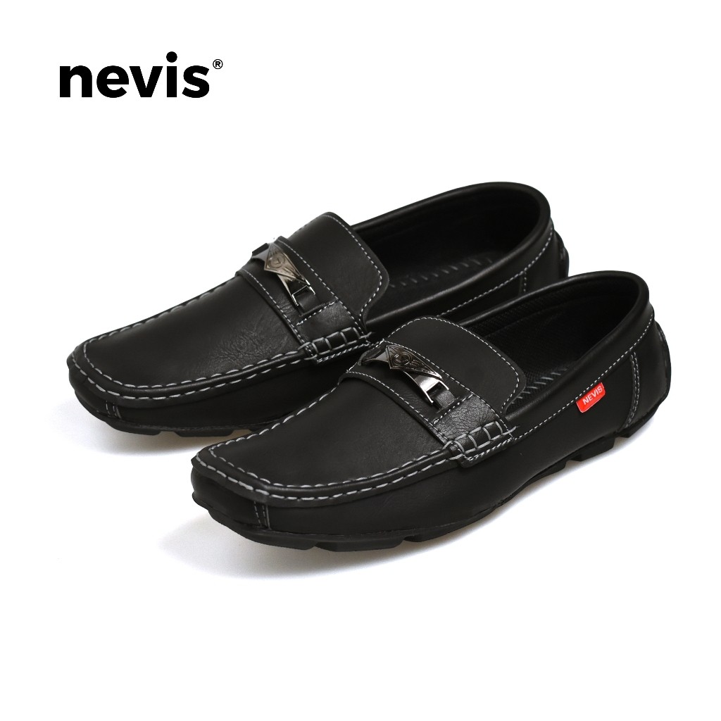 ล่าสุด NEVIS รองเท้าผู้ชาย Original Lofers รองเท้าลําลองแบบสวม Baspan รองเท้าส้นแบนสีดํารองเท้าทํางา