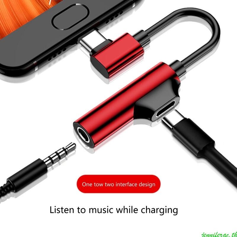 Jenniferac Type C ถึง 3 5 มม.ตัวแปลงหูฟังอะแดปเตอร์เสียงประเภทสาย USB C ถึง 3 5 มม.