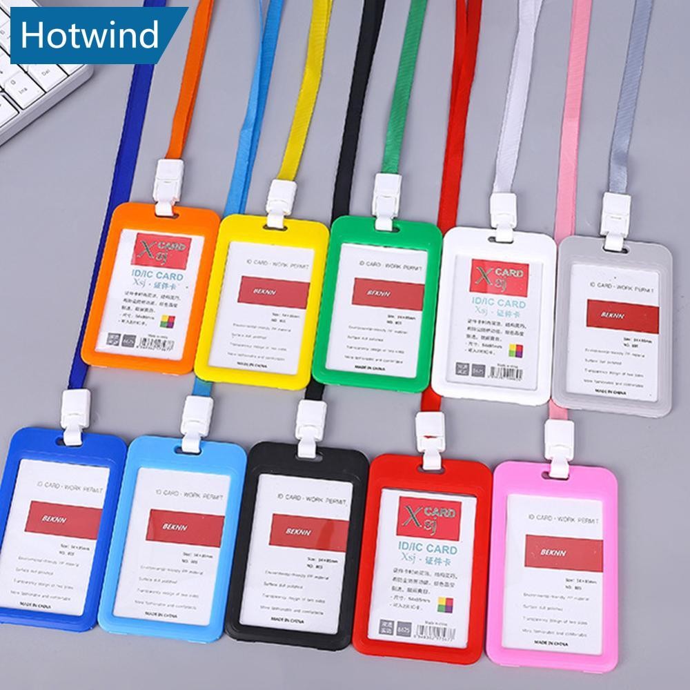 HW Lanyards ID Card Holder Bank Bus Pass Card Case Cover Bank ผู้ถือบัตรเครดิตสายคล้อง Cardholder นั