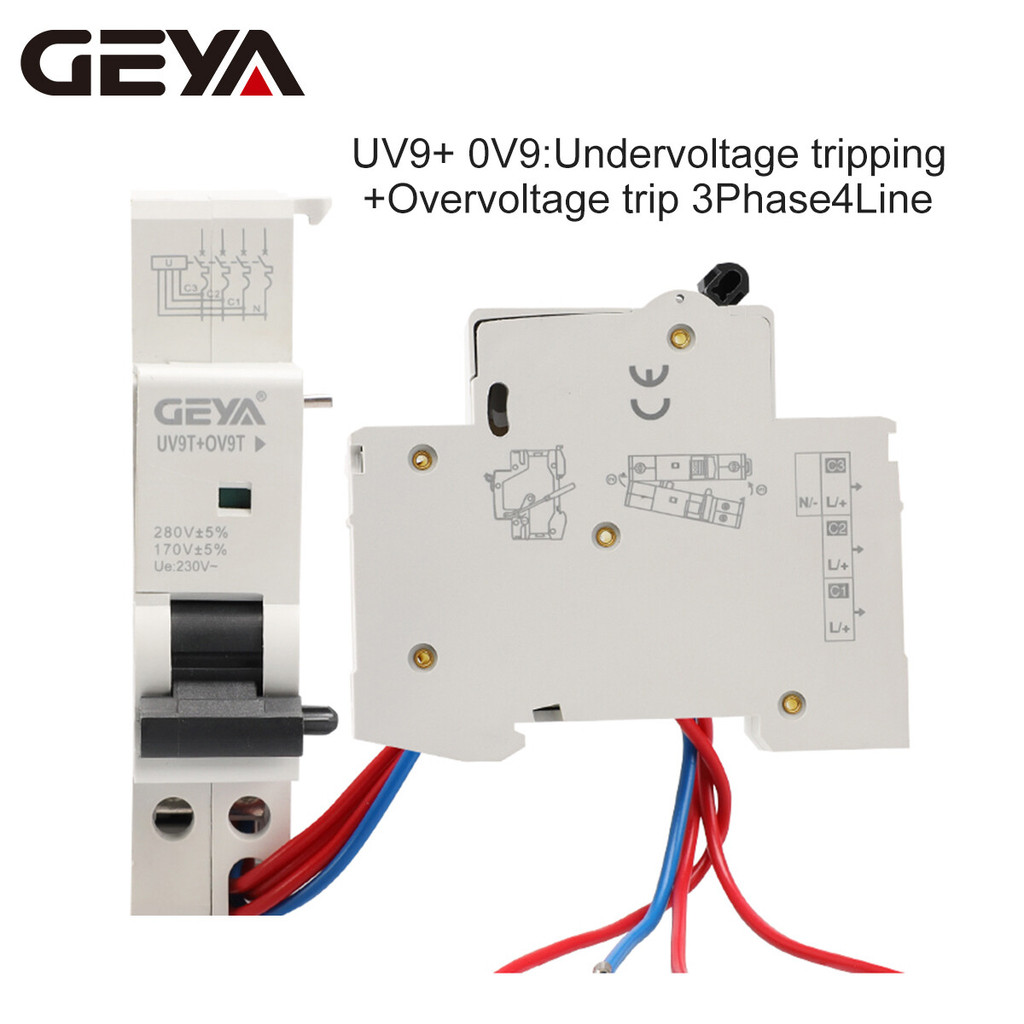 GEYA GYM9-AC&DC 1A-63A Auxiliary/Alarm Contact Shunt over&under Voltage Tripping 3Phase4Line