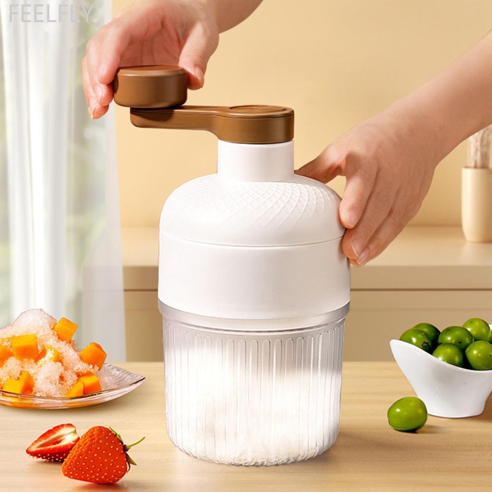 FEELFLY ส่วนลดคู่มือ Ice Shaver Hand Ice Planer Splash-Proof พร้อมถาดแช่แข็งไสน้ําแข็ง Hand-Crank สํ