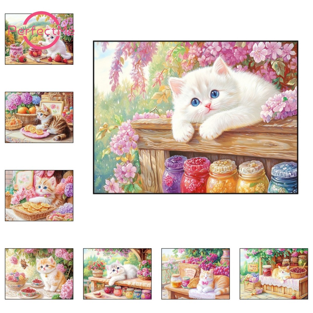 PMA แมวน่ารัก 5D ภาพวาดเพชร Cross Stitch เพชรชุดอะคริลิครอบเพชรภาพวาดสําหรับตกแต่งบ้าน 30x40 ซม.