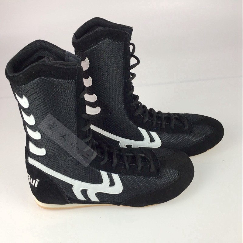 [ข้อเสนอพิเศษ] Willie Wrestling Shoes High-Top Training Wrestling Shoes Black Wrestling Boots Boxing
