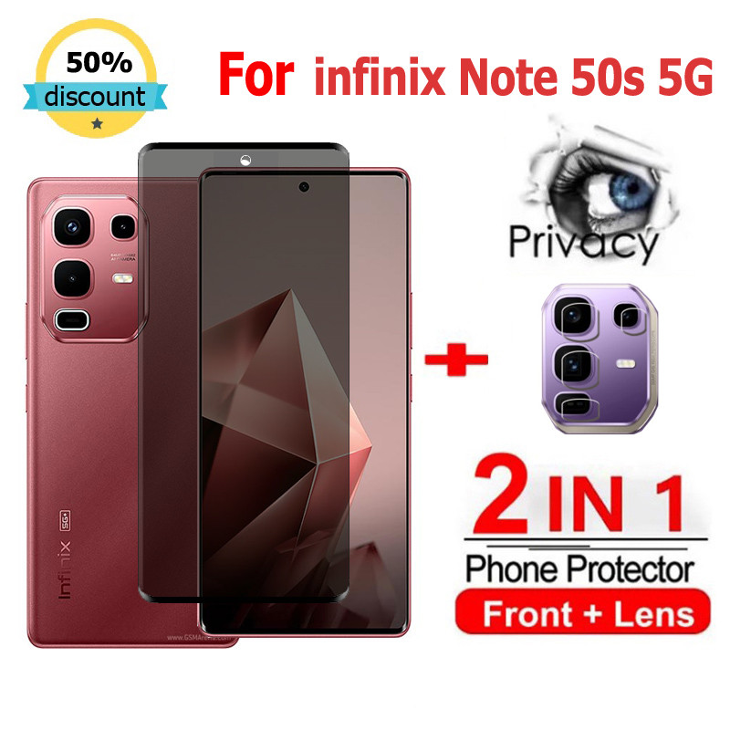 2 in 1 ฟิล์ม infinix Note 50S 5G ฟิล์มกระจกนิรภัยกันรอยหน้าจอ กันแอบมอง เพื่อความเป็นส่วนตัว สําหรับ infinix SMART 9 8 7 HOT 50 50i 40 40i 30i NFC Note 50S 50X 50 40 30 Pro Zero 40 30 Ultra 5G ฟิล์มกันรอย ฟิล์มกล้อง