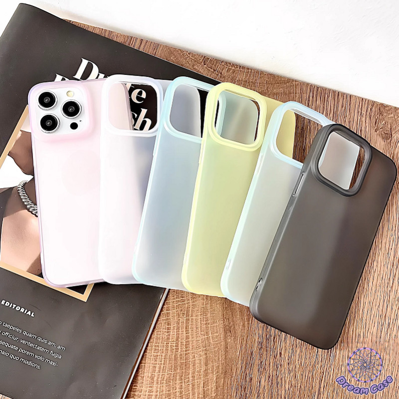 สีทึบแฟชั่นแบบง่าย เคส iPhone 16 13 11 15 12 14 Pro Max 7Plus 15 14 16 8 7 Plus X XR XS Max SE หรูหราโปร่งใสเคลือบปกอ่อน