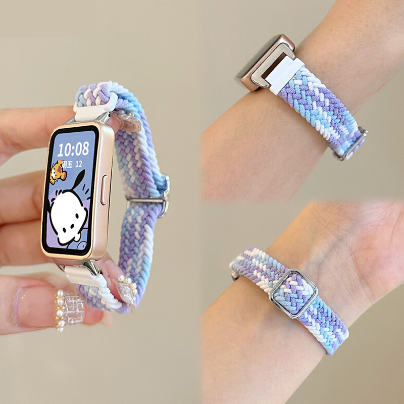 สายรัดไนลอนแบบปรับได้สําหรับ for Huawei Band 11 / 11 Pro / 10 / 9 / 8 สมาร์ทวอทช์สร้อยข้อมือยางยืดถักสายรัดข้อมือแบบห่วงเดี่ยว