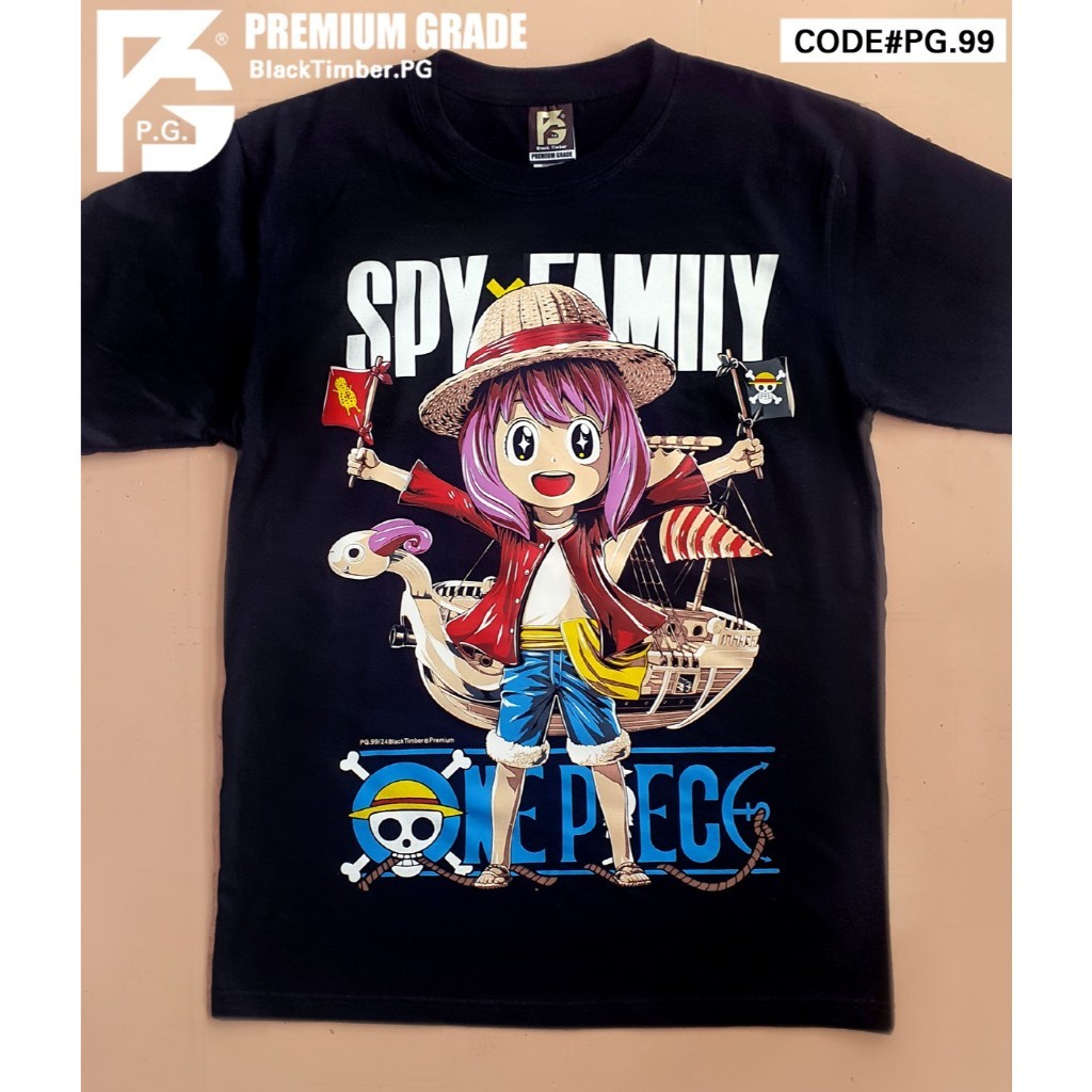 เสื้อยืด PG 99 Spy X One Piece สีดำ ลายพิมพ์สวยงาม ไซส์ S - XXL