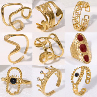 แหวนสแตนเลสเปิดได้เคลือบทอง 18K ออกแบบเรียบหรูจากเหล็กไทเทเน…