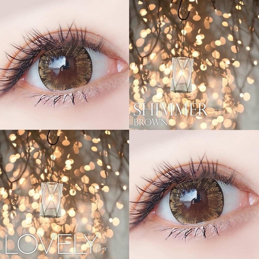 สายตา ปกติ] บิ๊กอาย คอนแทคเลนส์ ลายเกร็ดหิมะ Lovelylens แท้100% ลาย Shimmer Brown/Gray ตาหวาน ตาโต