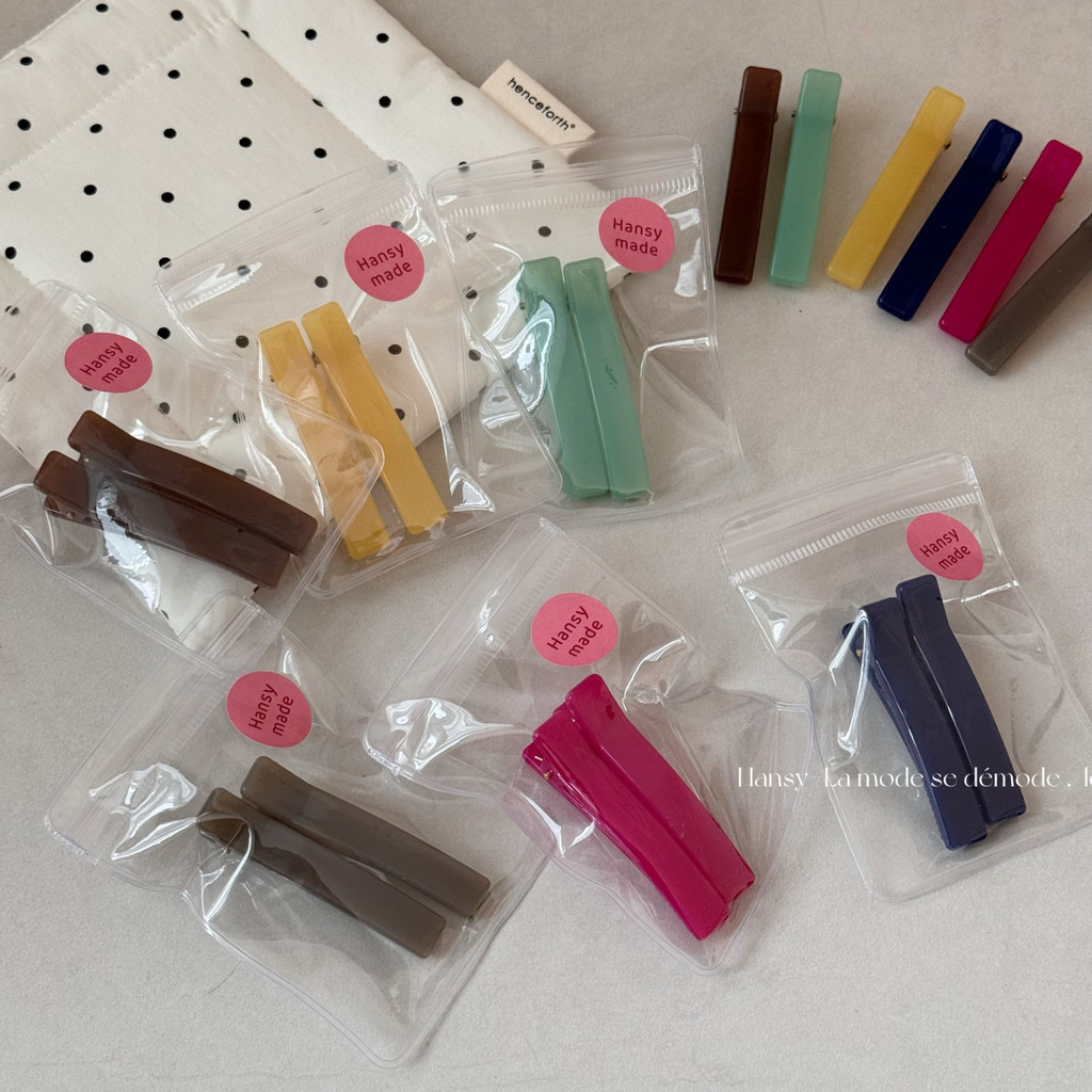 2 ชิ้นที่มีสีสันสี่เหลี่ยมผืนผ้าคลิปผมพลาสติกที่เรียบง่ายเรียบ ใบเรียกเก็บเงินเป็ด คลิปชุด