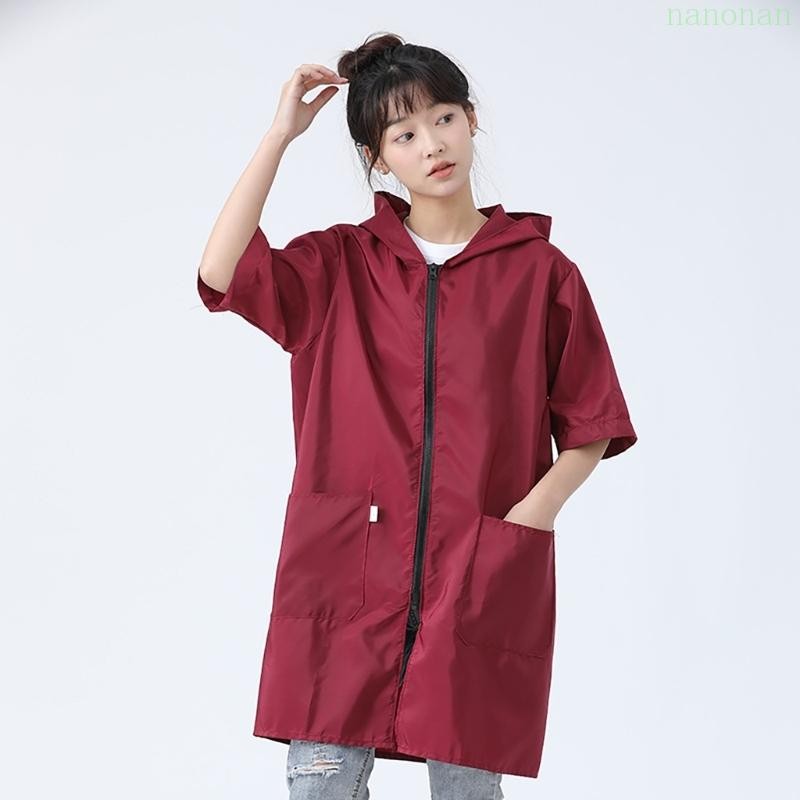 Nan Cooking Kitchen Apron Smock แขนสั้นกันน้ําผ้ากันเปื้อนเสื้อชุดทํางาน Unisex