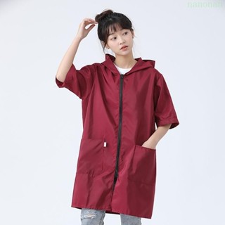 Nan Cooking Kitchen Apron Smock แขนสั้นกันน้ําผ้ากันเปื้อนเส…