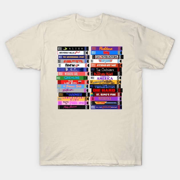 เสื้อยืด Vintage Retro 80s Movies VHS Stacks T-Shirt แท้ Cotton 100% คอกลม เกาหลี วินเทจ
